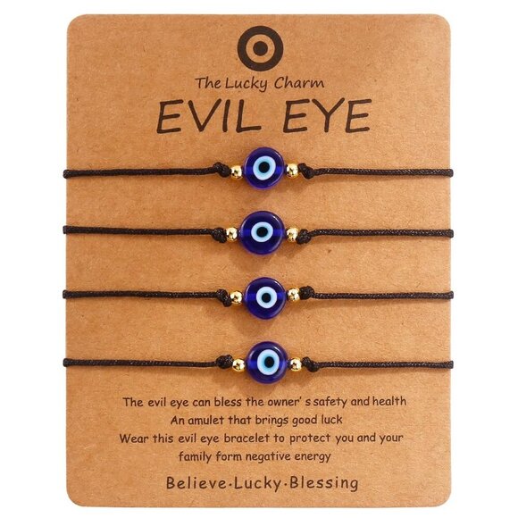 Evil Eye Bracelet Anklet Black Red String Lucky Protection Handmade Adjustable B - Picture 1 of 7